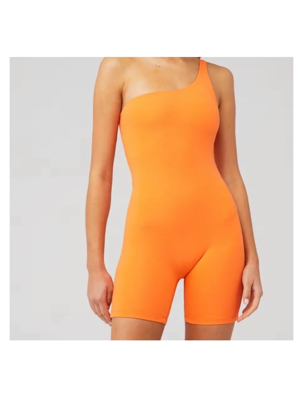 Bumpsuit One-Shoulder Orange Romper Dress